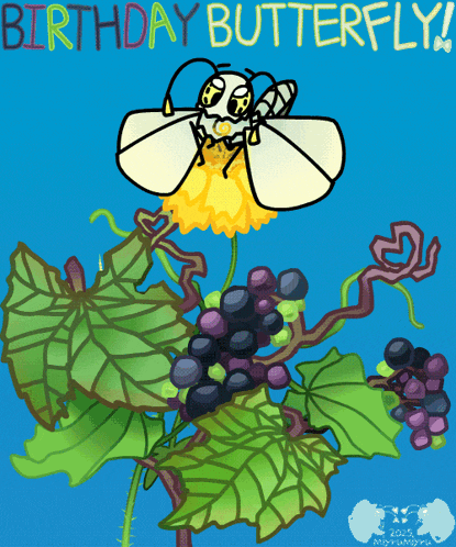 a birthday butterfly is sitting on a flower