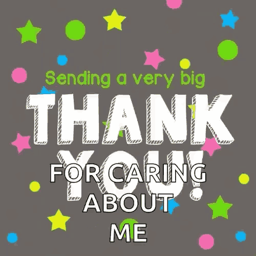 a thank you card that says sending a very big thank you for caring about me