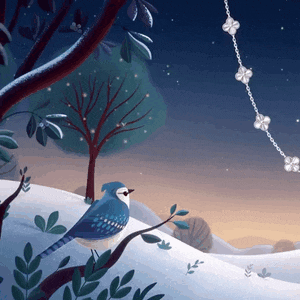a blue bird is perched on a tree branch in a snowy forest