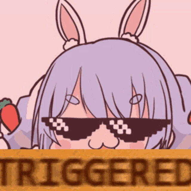 a cartoon of a girl wearing sunglasses with the word triggered behind her