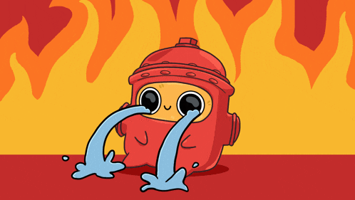 a cartoon of a fire hydrant with water coming out of it 's mouth