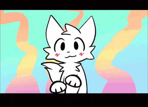 two cartoon cats are standing next to each other