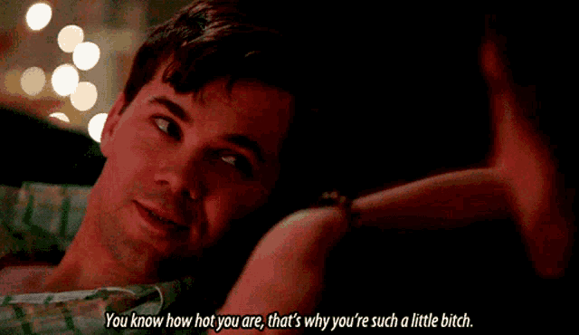 a man is laying on a woman 's lap and says you know how hot