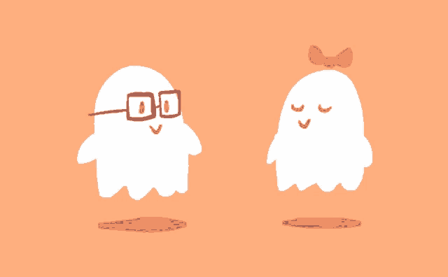 a cartoon of a ghost with glasses and a bow on its head