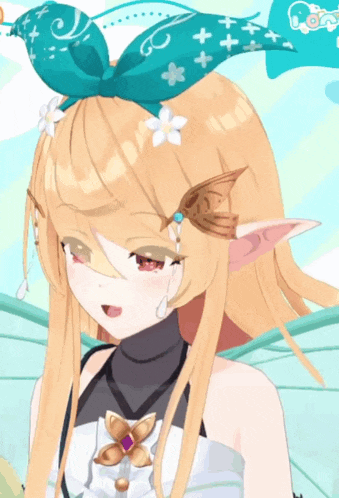a close up of a girl with long blonde hair
