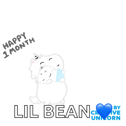 a happy 1 month lil bean by creative unicorn sticker