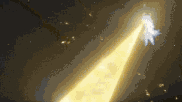 a beam of light is coming from a star in space