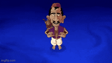 a cartoon of a man with a monkey on his shoulder with imgflip.com at the bottom