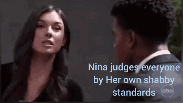 nina judges everyone by her own shabby standards with a picture of a man and a woman