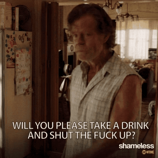 an advertisement for shameless shows a man asking if he can take a drink
