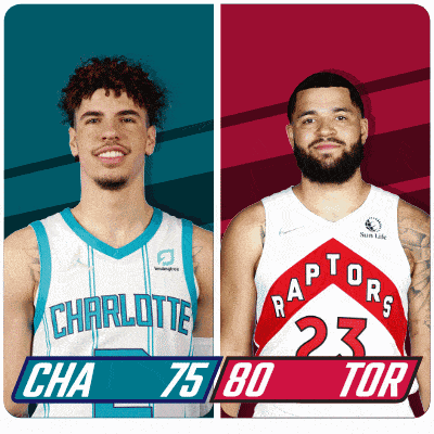 two basketball players one from charlotte and the other from raptors