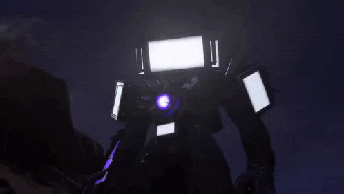 a robot with a purple light coming out of it