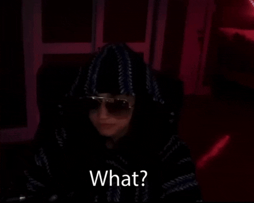 a person wearing sunglasses and a hooded sweatshirt is asking what .