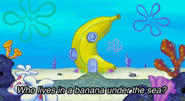 Spongebob Who Lives In A Banana Under The Sea GIF