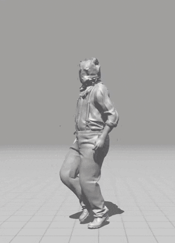 a 3d rendering of a man with a bag on his head
