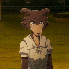 a cartoon character with a dog 's head is standing on a field .