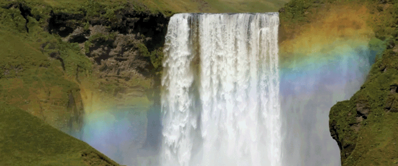 Meanwhile, In Iceland... This Gigantic Waterfall Is Happening. GIF - Iceland Waterfall Rainbow GIFs