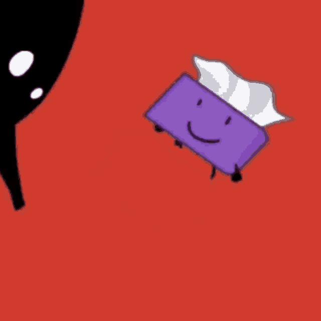 a purple box of tissues is sitting on a red background
