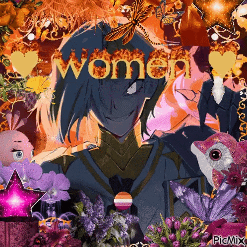 a picture of a woman with flowers and butterflies with the word women on top