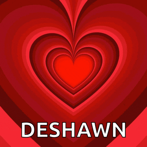 a red heart with the name deshawn in white letters