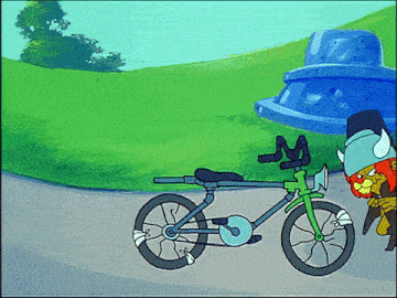 a cartoon drawing of a viking riding a bicycle
