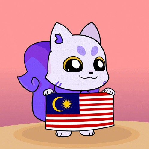 a cartoon squirrel is holding a flag with the letter c on it
