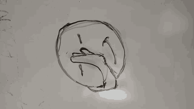 a drawing of a face with a hand on it