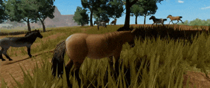 a herd of horses are grazing in a field