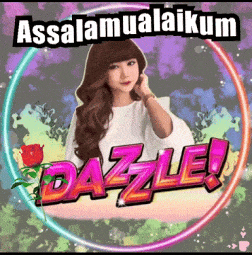 a cartoon of a girl with the words assalamualaikum dazzle on it