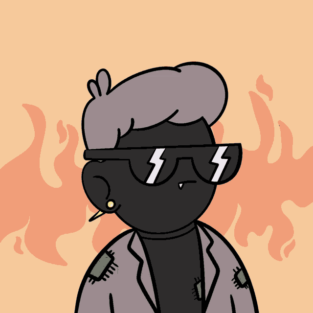 a cartoon drawing of a man wearing sunglasses with the letter s on them