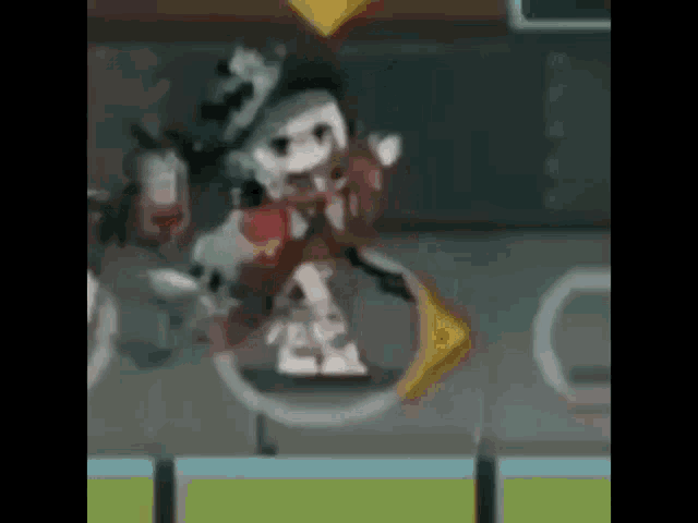 a cartoon character is riding a bicycle in a video game and holding a sword .