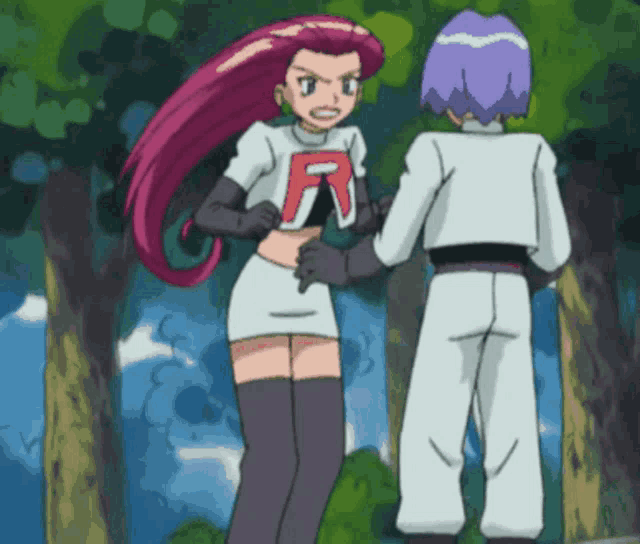 a cartoon character with a red r on her shirt