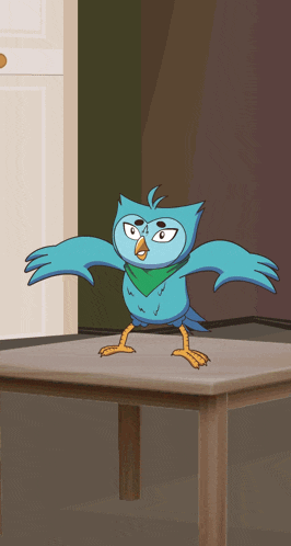 a cartoon of a man and a bird with the letter w on their face