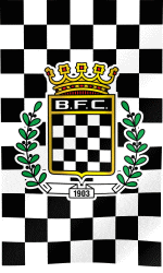 a black and white checkered flag with the b.f.c. crest