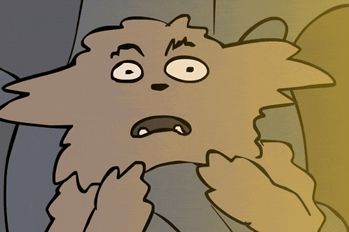 a cartoon drawing of a cat with a surprised look on his face