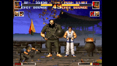 a video game screen shows a fight between chot bounce and ryu ken