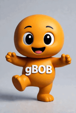 a cartoon character has the word gbob on his chest