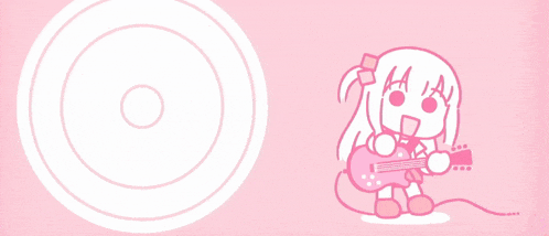 a cartoon of a girl holding a guitar and singing