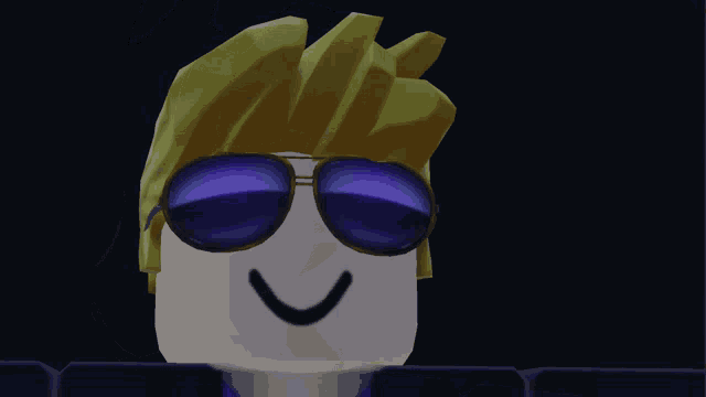 a close up of a person wearing sunglasses and a yellow hair