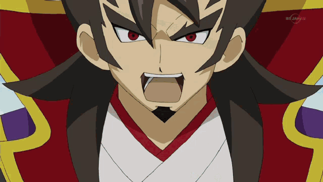 a close up of a cartoon character with the letters bs on the bottom