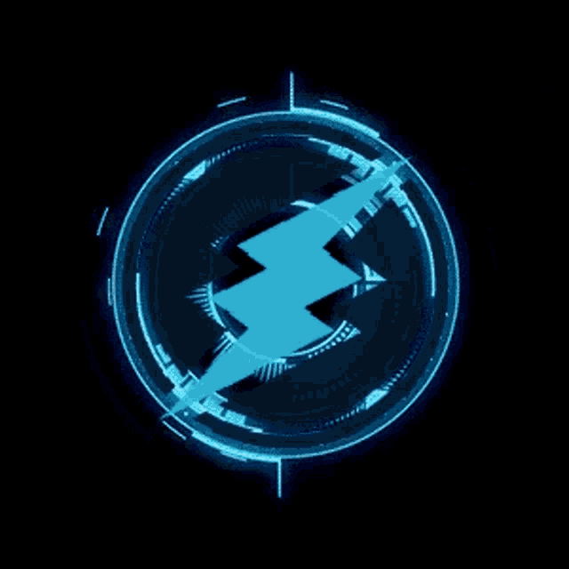 a lightning bolt is surrounded by a circle of blue lights