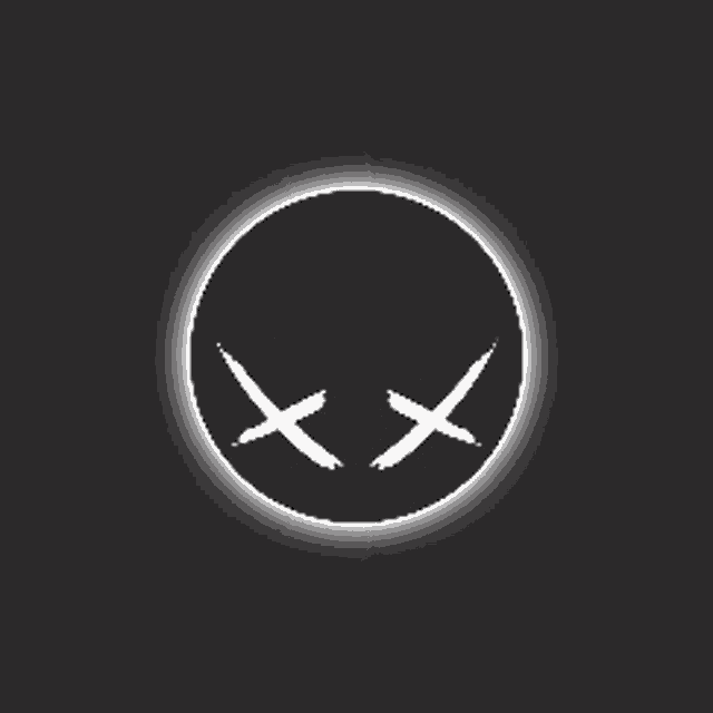 a black and white circle with two crosses in it