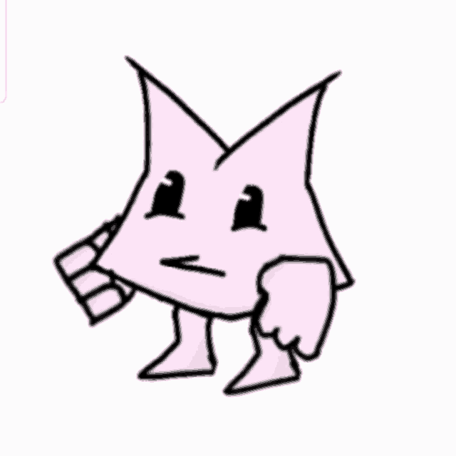 a cartoon drawing of a pink monster with a scarf around his neck .