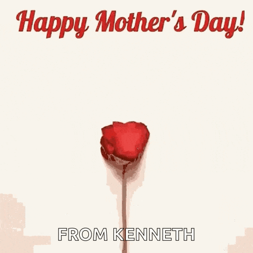 a heart made of red rose petals with the words happy mother 's day from kenneth