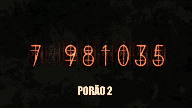 a sign that says porao 2 in white letters on a dark background