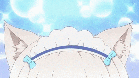 a close up of a anime girl 's eyes with white hair and blue eyes
