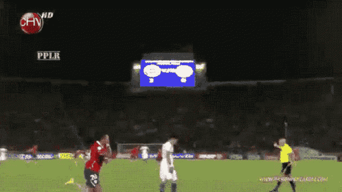a soccer game is being shown on a channel called chy hd