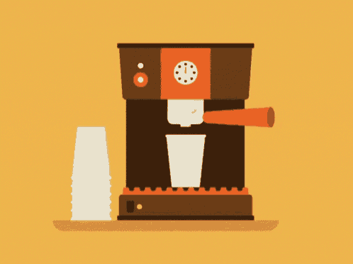 an illustration of a coffee maker with a clock on the top
