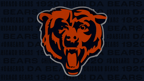 a chicago bears logo with the word touchdown in white letters