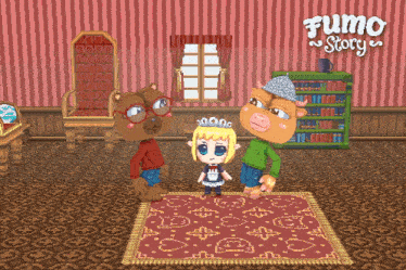 a video game called fumo story is being played on a computer